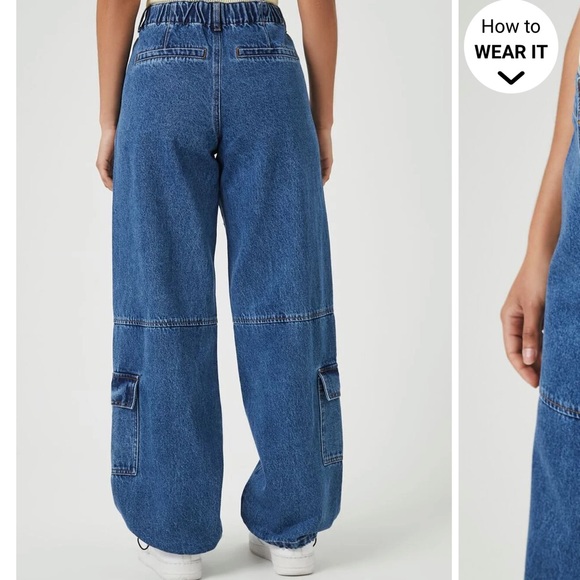 Women Cargo Denim Pants - Picture 3 of 5